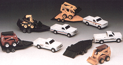 Farm Country Pick-up Truck -- Pick-up w/Flatbed & Matching Skid Steer Loader 3 Ea Deere, Ford, Case, Agco