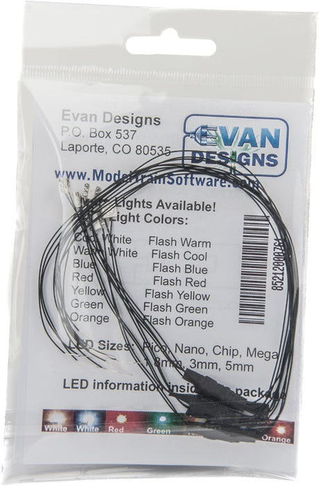 Mega Chip LED High Brightness SMD Style w/8" 20.3cm Wire Leads -- Red 3/16 x 3/16 x 1/16"  5 x 5 x 2mm 7-19V AC or DC pkg(5)