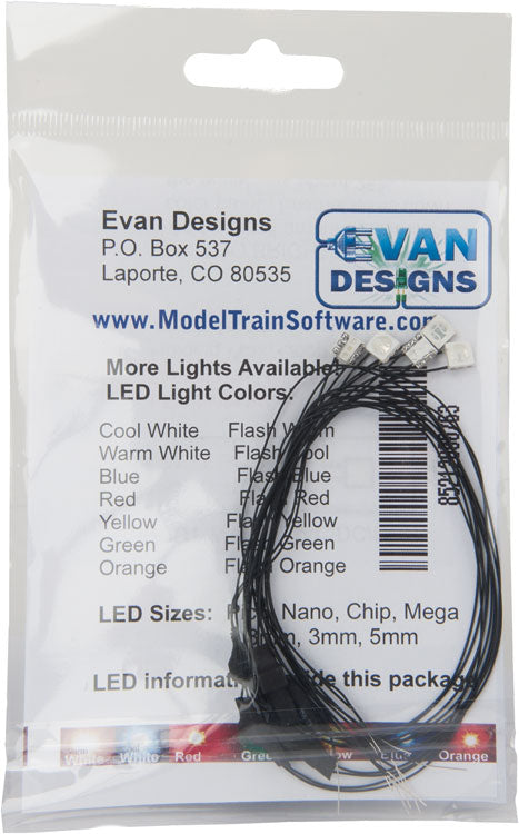Mega Chip LED High Brightness SMD Style w/8" 20.3cm Wire Leads -- Green 3/16 x 3/16 x 1/16"  5 x 5 x 2mm 7-19V AC or DC pkg(5)