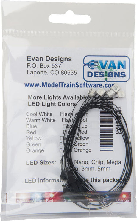 Mega Chip LED High Brightness SMD Style w/8" 20.3cm Wire Leads -- Green 3/16 x 3/16 x 1/16"  5 x 5 x 2mm 7-19V AC or DC pkg(5)