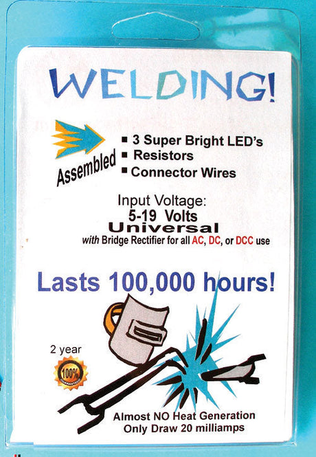 Welding Effects Pico LED Kit -- 3 LEDs, Resistors & Wire - Universal 5-19V AC/DC Input
