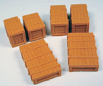 Assorted Wooden Crates pkg(6; Unpainted Resin Castings))