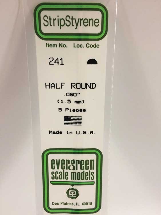 Styrene Half Round -- .060" pkg(100)-2