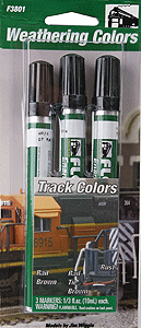 Paint Marker Set pkg(3) -- Track Weathering - Rail Brown, Railroad Tie Brown & Rust