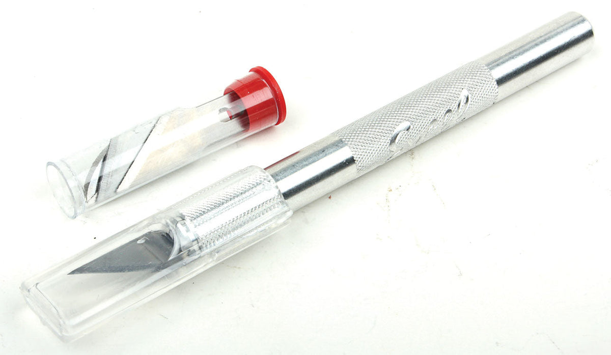 K2 Medium Duty Round Aluminum Handle Knife -- Tubed w/Safety Cap & (5) Assorted Blades
