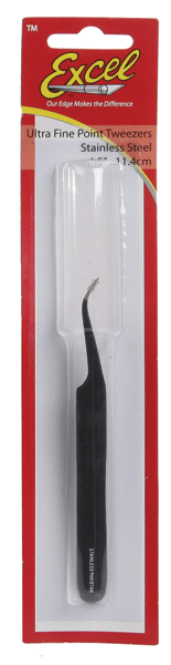 Slanted Fine Point Tweezers -- Black