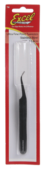 Slanted Fine Point Tweezers -- Black