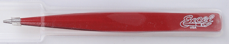 Hollow Handle Fine Point Tweezers -- Red