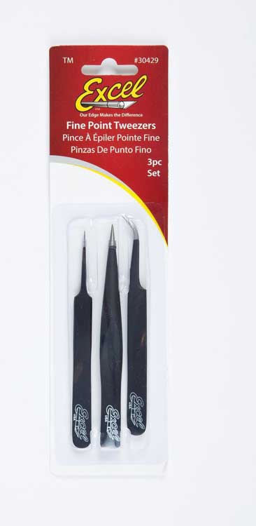 3-Piece Tweezers Set -- Black