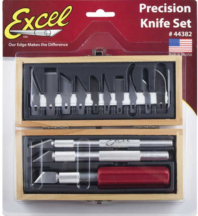Hobby Knife Set -- Wooden Box, Carded