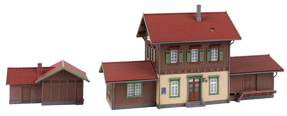 Gomadingen Train Station w/Restroom -- Kit - Depot: 4-3/8 x 3-1/8 x 2-1/4" 11.2 x 8 x 5.8cm-3