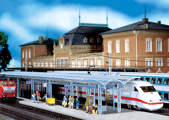 Modern Intercity Express (ICE) Station Platform w/Accessories -- 27-13/64 x 3-5/8 x 2-13/32"  68 x 9.2 x 6.2cm