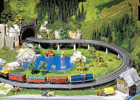 Up & Over Bridge Set For Marklin C-Track -- R2 Radius/437.5 mm (Outside R1 radius)