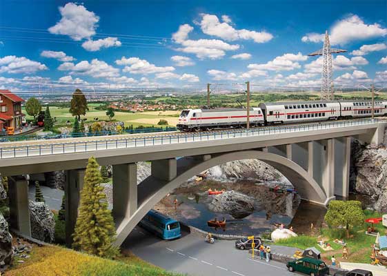 Modern Arched Double-Track Bridge -- Kit - 101.5 x 13.7 x 21.7cm-1