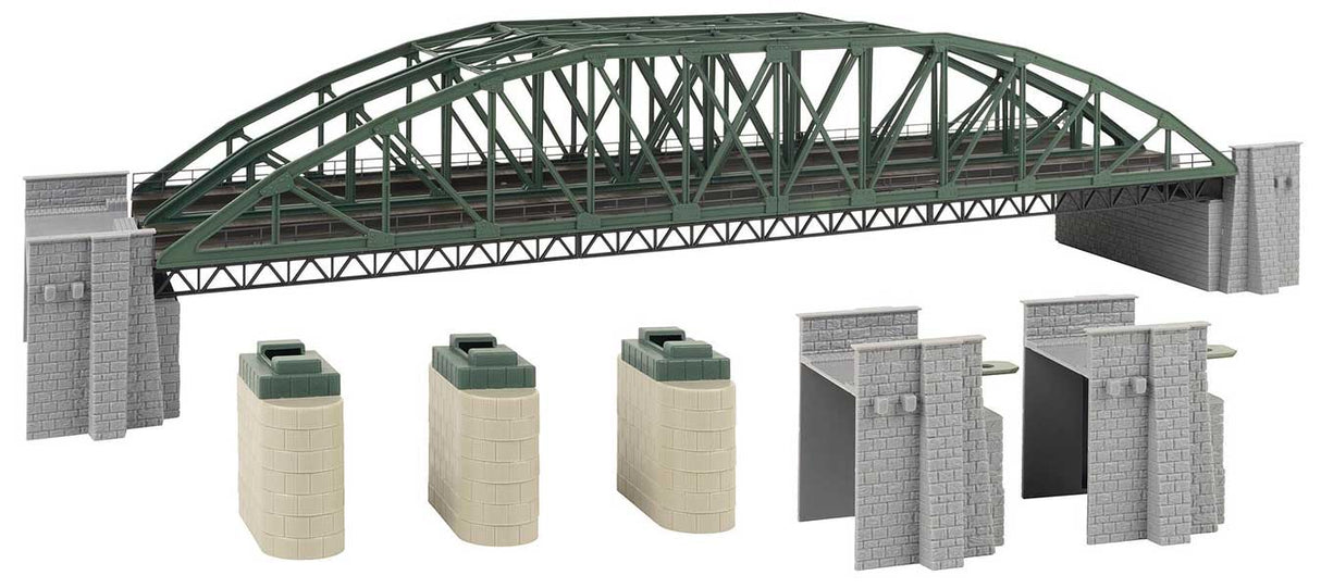 Double-Track Steel Arch Bridge with Abutments -- Kit - 26-1/16 x 6-7/16 x 6"  66.2 x 16.4 x 15.2cm-4