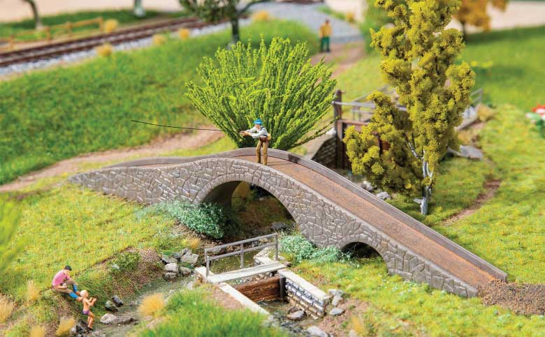 2 Pedestrian Footbridges -- Kit - 1 Each Stone Arch and Wooden-2