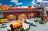 Brick Arcades with Shops, Interiors and Track Bed -- Kit - 14-1/8 x 5-7/16 x 3-13/16"  35.8 x 13.8 x 9.7cm-1