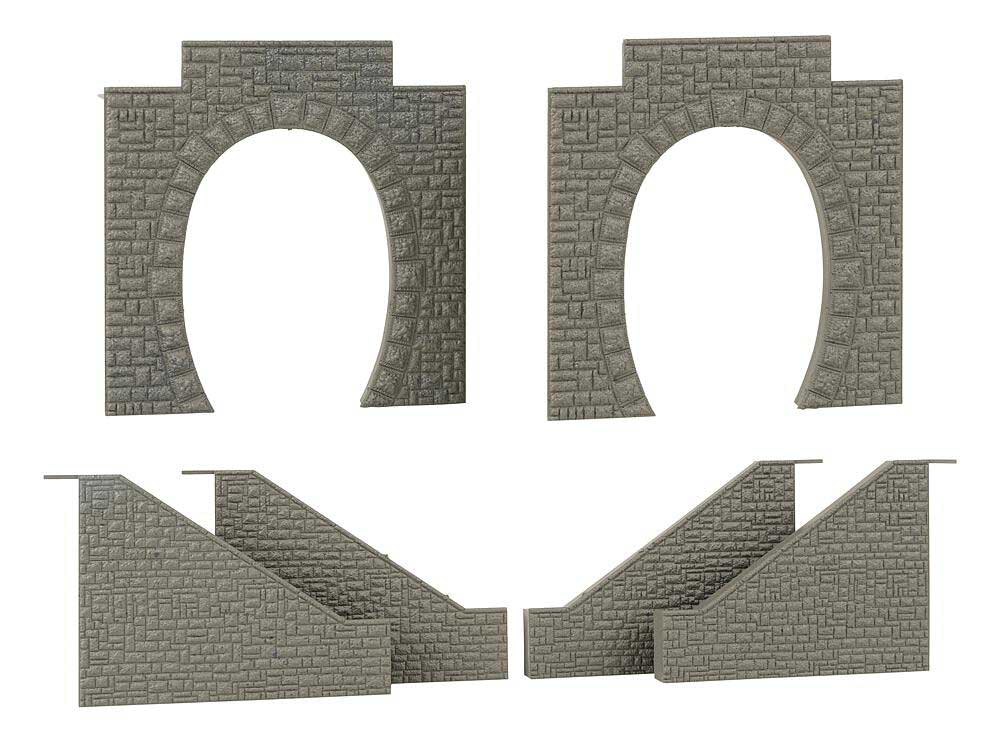 Single-Track Tunnel Portal 2-Pack - Kit -- Each: 4-3/4 x 1-1/4 x 4-3/4"  12 x 3.1 x 12cm Includes Wing Walls-2