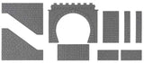 Double-Track Tunnel Portal with Wing Walls -- Cut Stone, 2-3/4"  6.9cm-2