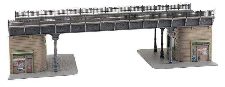 Steel Urban Railway Bridge with Kiosk Abutments -- Kit - 14-3/16 x 6-5/16 x 3-15/16"  36 x 16 x 10cm-2