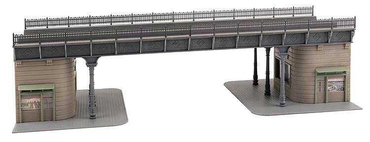 Steel Urban Railway Bridge with Kiosk Abutments -- Kit - 14-3/16 x 6-5/16 x 3-15/16"  36 x 16 x 10cm-3