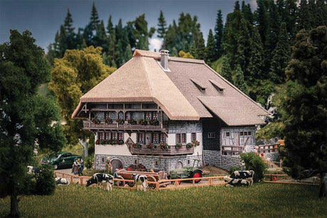 Black Forest Farm with 2 Figures -- Weathered Anniversary Kit - 9-1/16 x 8-11/16 x 5-11/16"  23 x 22 x 14.5cm-1