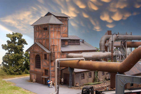 Steel Mill Blower House/Hall with Piping -- Kit - Brick Structure: 10-1/16 x 7-1/2 x 8-1/4"  25.6 x 19 x 21cm-1