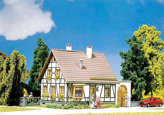 Timbered House w/Garage -- 4-7/8 x 2-13/16"  12.6 x 6.2cm