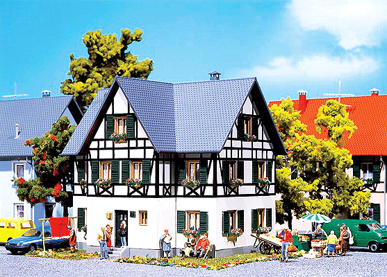 Half-Timbered 2-Family House -- 5-5/8 x 4-15/64 x 5-13/32"  14 x 10.6 x 13.5cm