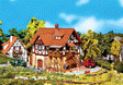 Half-Timbered House, Rural Architectural Style - Painted/Weathered Model -- 6-1/2 x 4 x 4-11/16"  16.6 x 10.3 x 11.9cm