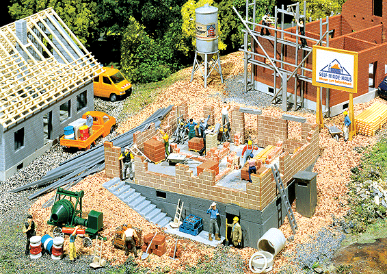 House Under Construction -- Painted & Weathered - Era IV - 4-3/4 x 3-1/2 x 2-3/16"  12 x 9 x 5.5cm