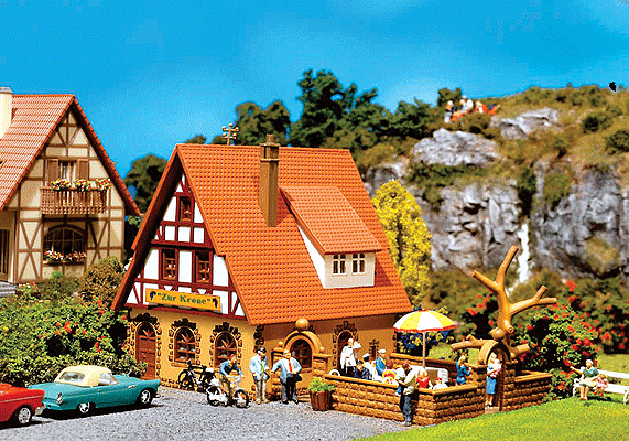 Zur Krone Inn w/Beer Garden -- 6-9/16 x 4-1/8 x 3-15/16"  16.7 x 10.5 x 10cm