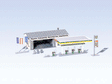 Gas Station w/Service Bay -- 6-1/4 x 3-5/8"  15.8 x 9.6cm