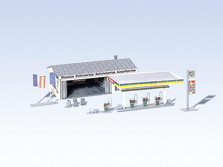 Gas Station w/Service Bay -- 6-1/4 x 3-5/8"  15.8 x 9.6cm