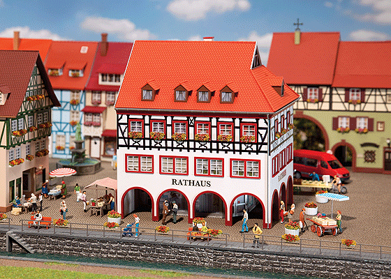 Town Hall w/Corner Arcade - Kit -- 5-5/8 x 5-5/8 x 6-3/8"  14.5 x 14.5 x 16cm