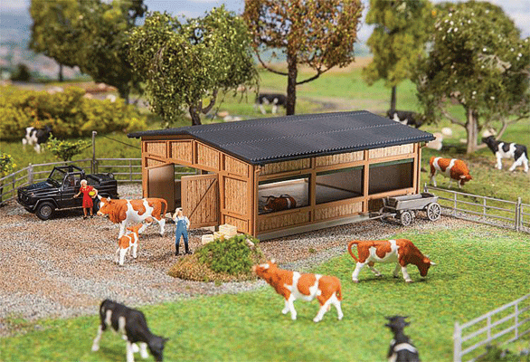 Livestock Shelter -- Laser-Cut Wood Kit - 4-1/2 x 3-7/8 x 1-3/4"  11.5 x 9.8 x 4.5cm
