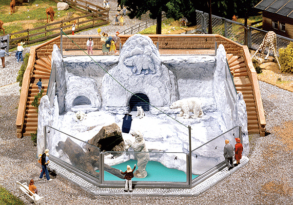 Polar Bear Zoo Exhibit -- 7-11/16 x 6-11/16 x 2"  19.5 x 17 x 5cm (Painted & Weathered) Era III