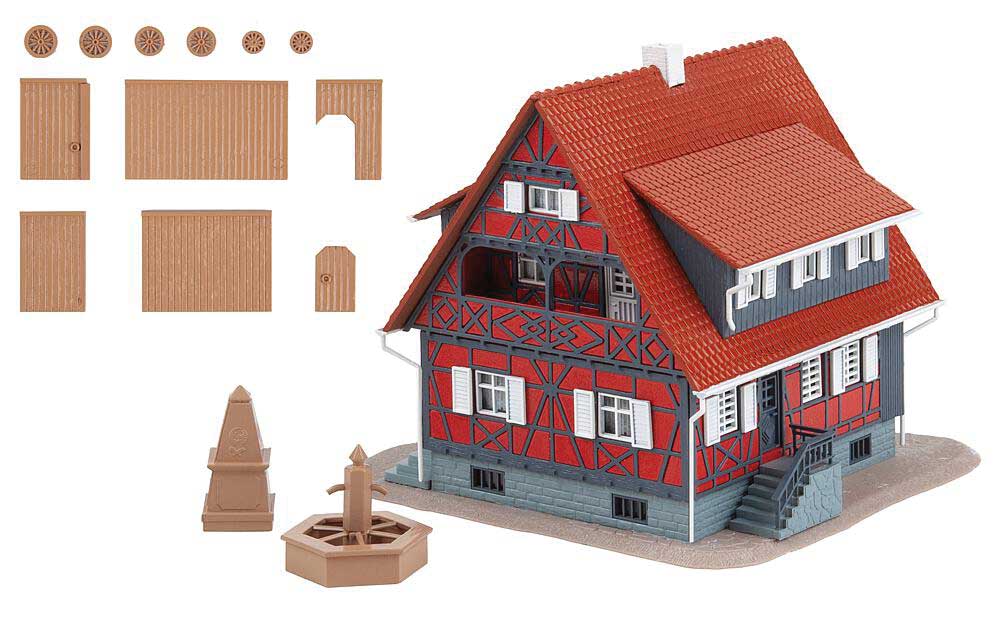 Half-Timbered House with Well -- Kit - 4-7/8 x 4-7/8 x 4-1/4" 12.3 x 12.3 x 10.8cm-2