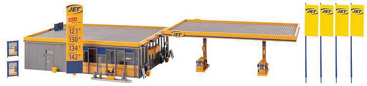 Jet Modern Gas Station -- Kit - Pump Roof: 7-3/16 x 4-7/8 x 2-3/8" 18.2 x 12.4 x 6.3cm Building: 7-1/-2