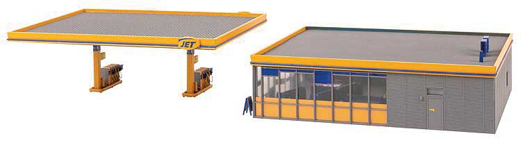 Jet Modern Gas Station -- Kit - Pump Roof: 7-3/16 x 4-7/8 x 2-3/8" 18.2 x 12.4 x 6.3cm Building: 7-1/-3