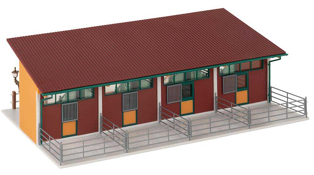 Horse Stable -- Kit - Includes 4 Horses - 9-3/16 x 4-5/8 x 2-3/4"  23.3 x 11.8 x 7cm-3