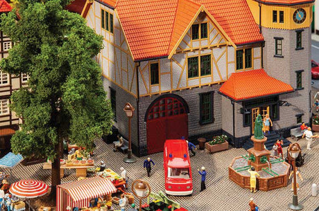 Town Hall with Fire Department Garage -- Kit - 8-1/8 x 6-5/8 x 8-1/2" 20.6 x 16.8 x 21.5cm-2
