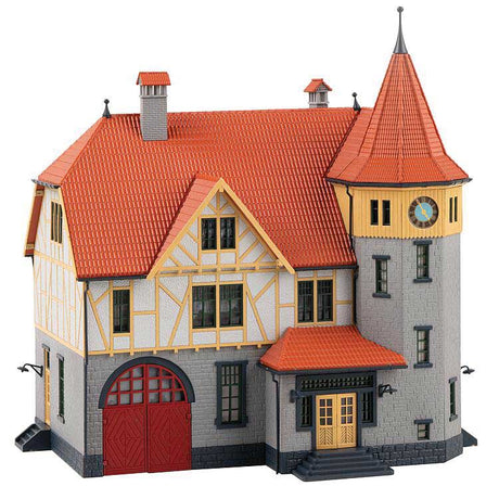 Town Hall with Fire Department Garage -- Kit - 8-1/8 x 6-5/8 x 8-1/2" 20.6 x 16.8 x 21.5cm-3