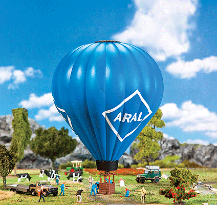 Hot Air Balloon w/Working LED Flame Effects - Kit (Plastic) -- Aral (blue)