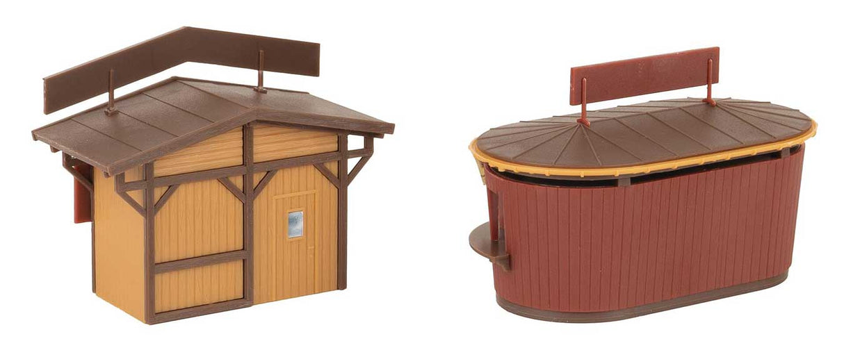 2 Christmas Market Stalls with Illuminated Christmas Tree -- Kit - 2 Stalls, Tree with Light String, Accessories-4