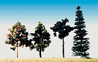 Trees-Mixed Assortment Deciduous & Coniferous -- 4-5-5/8" 10-14cm Tall