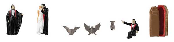 Count Dracula Figure Set -- Figures, Bats, Coffin