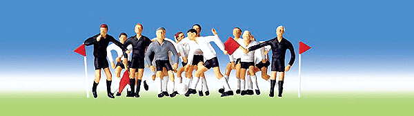 Soccer Players & Referee -- White & Black Uniforms