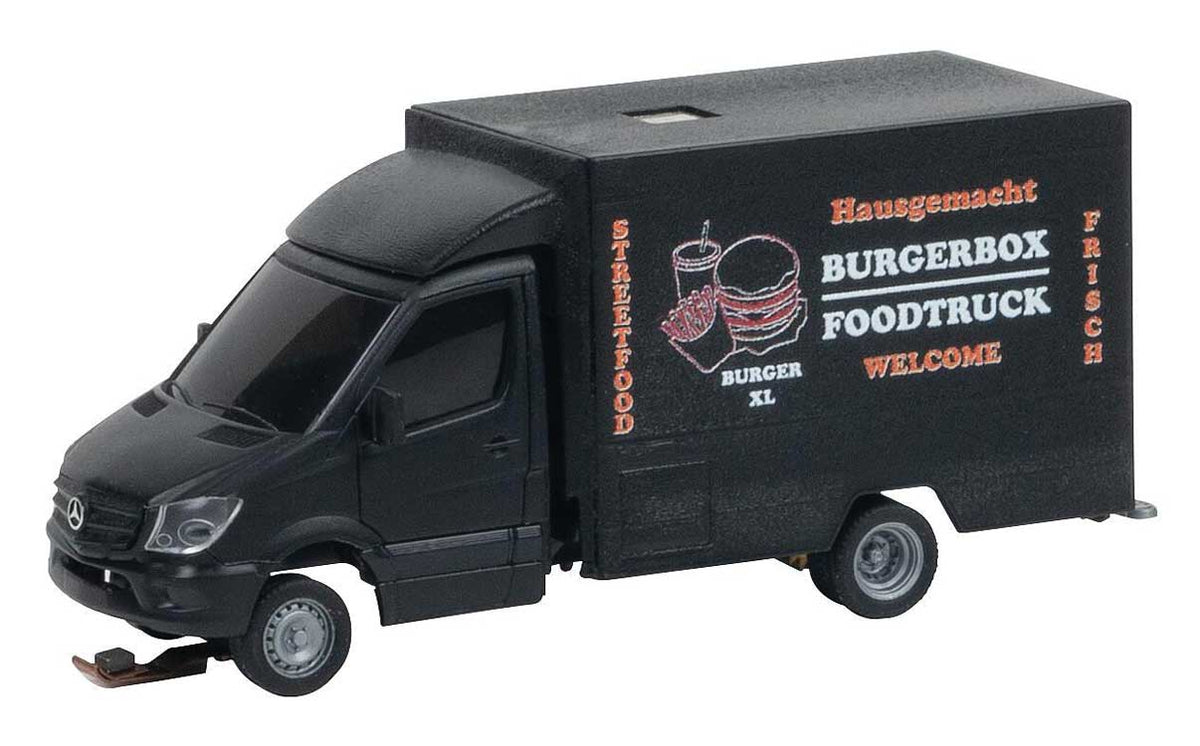 Mercedes-Benz Food Truck - Powered - Car System Digital -- Burgerbox (black, German Lettering)-2