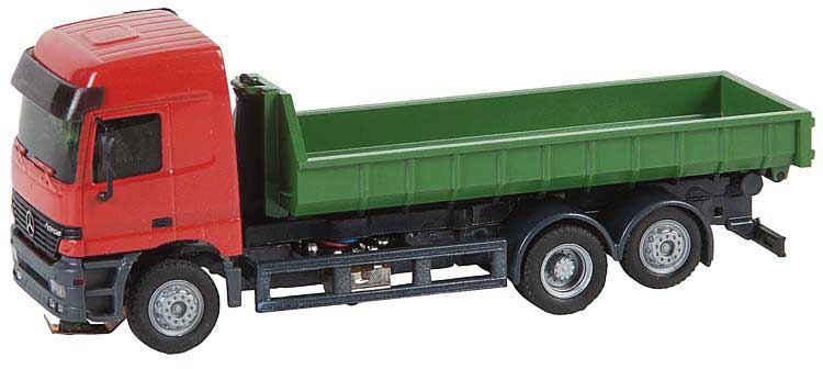 2002 Mercedes-Benz Actros L Truck with roll-Off Bin Load - Car System -- Red, Green